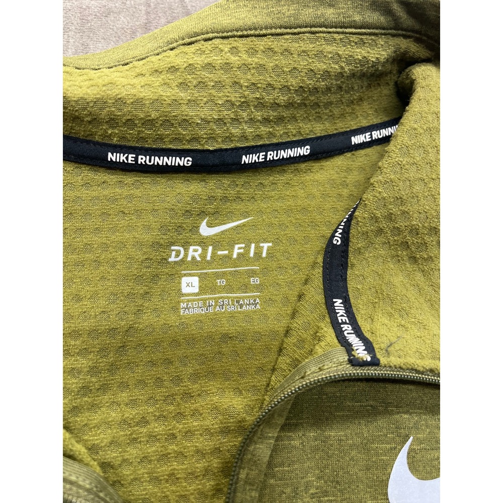 Nike Running Dri-FIT Mens XL Half Zip Pullover Olive Green Thermal Grid 4707 - Picture 4 of 5